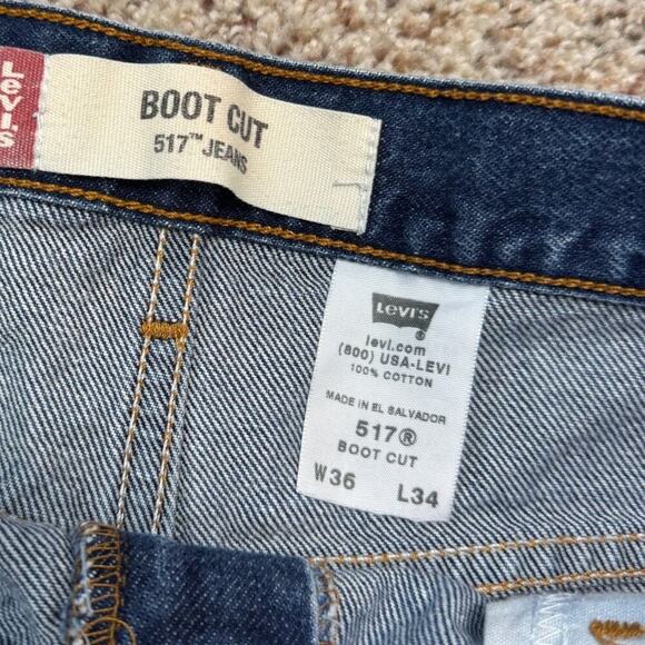 Levi's 517 Men's Jeans/Pants size 36X34; Bootcut; Blue Denim Jeans - Picture 3 of 9